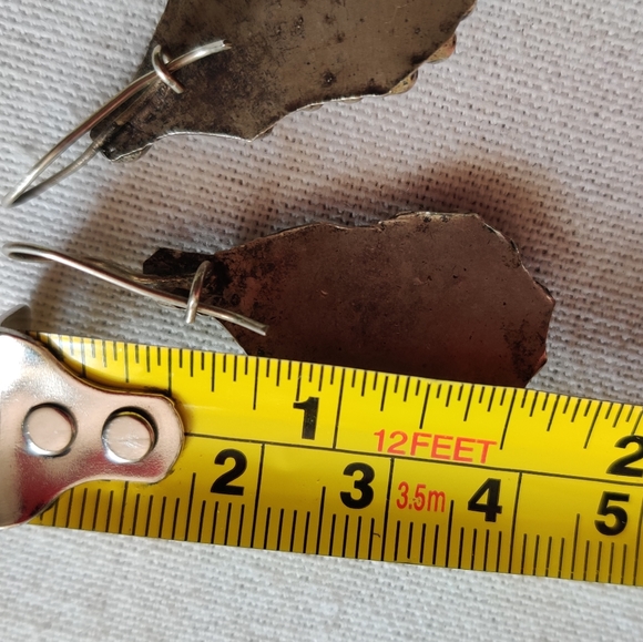 Ancient Tibetan sterling artisan stone earring - Picture 6 of 6